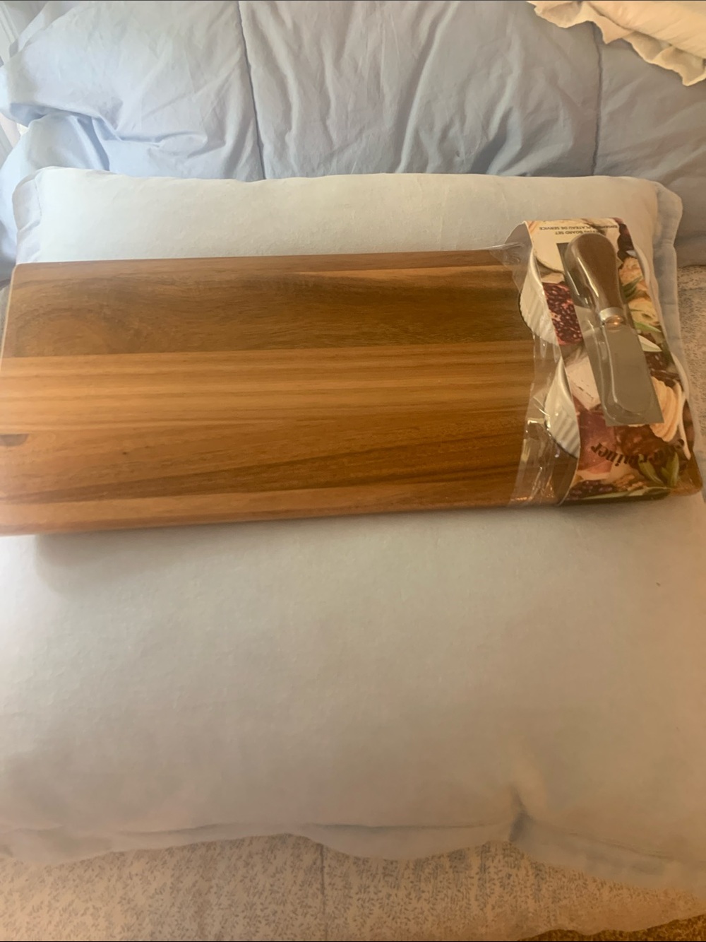 Natural Wood Tray with Spreader - Brown